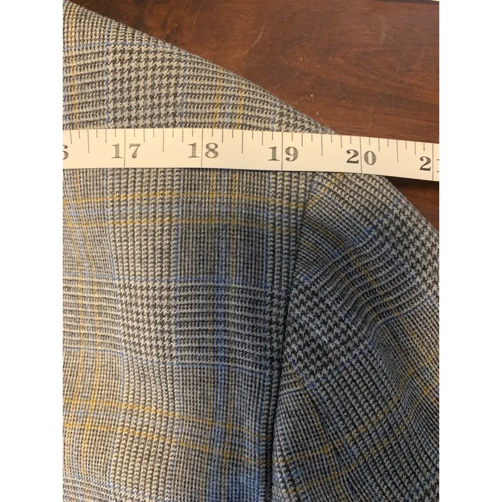 Brooks Brothers Makers Gray‎ Glen Plaid 100% Wool 3-Button Blazer Sport Coat